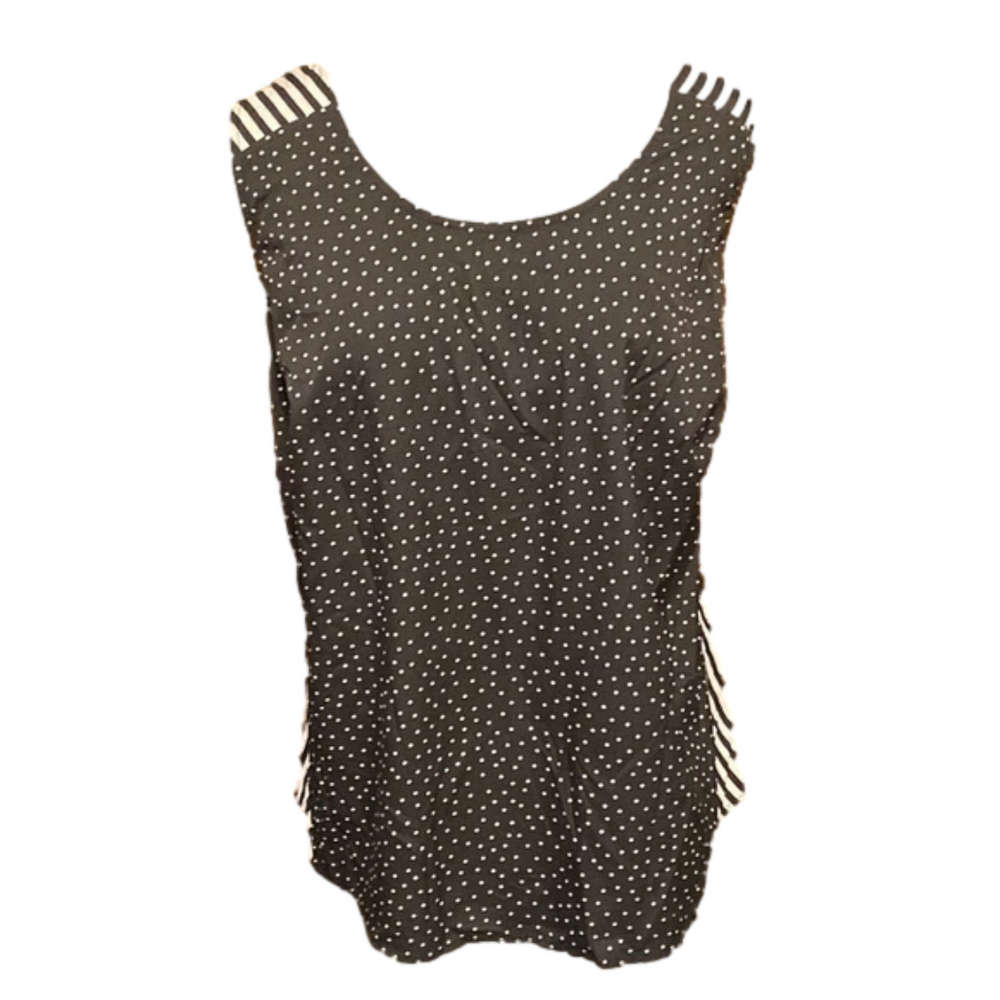Sejour Black and White Lightweight Mixed Pattern Sleeveless Blouse